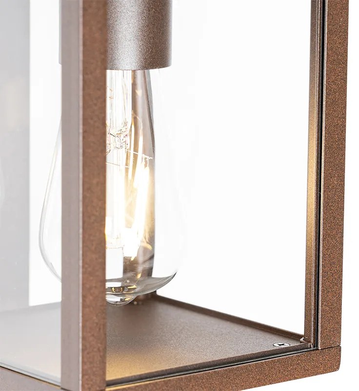 Lanterna da parete per esterni marrone ruggine IP44 con sensore crepuscolare - Charlois