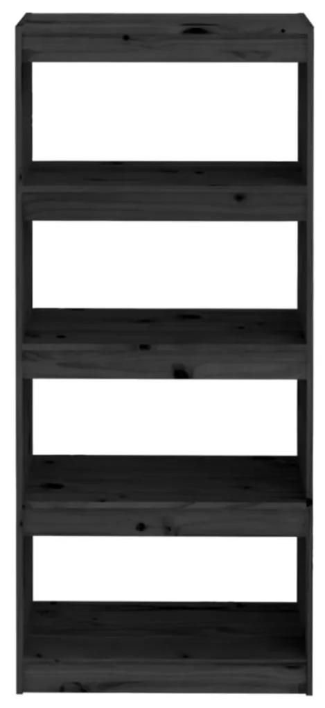 Libreria/divisorio nero 60x30x135,5 cm legno massello di pino