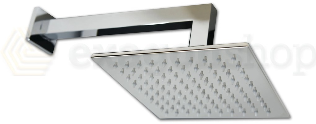 Soffione doccia 20x20 quadro con braccio 30 cm in acciaio cromo lucido Smart