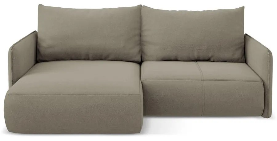 Divano angolare beige allungabile/con contenitore (con penisola a sinistra) Nanea – Makamii