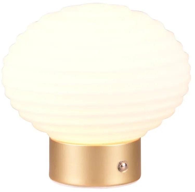 Lampada da tavolo LED dimmerabile in bianco e oro con paralume in vetro (altezza 14,5 cm) Earl - Reality