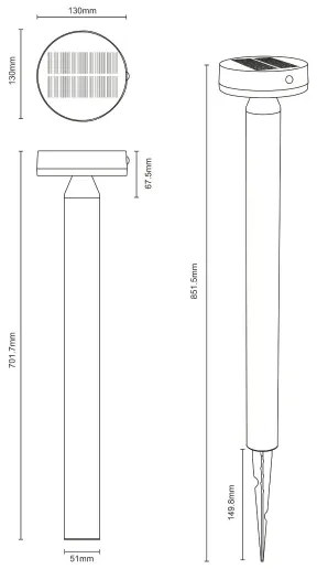 Zuma Line PT33613 - Lampada solare LED CARLI LED/4,5W/2000 mAh IP44 nero
