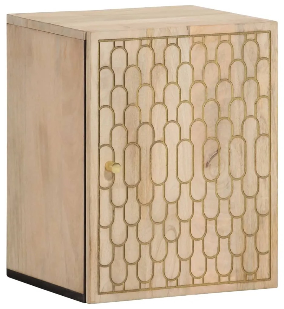 Mobile Da Bagno A Parete 38x33x48 Cm İn Legno Massello Di Mango /
