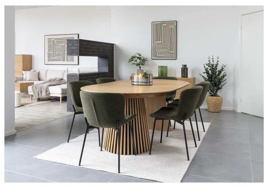 Tavolo da pranzo rotondo allungabile con piano effetto rovere ø 120 cm Osaka - House Nordic