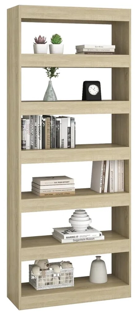 Libreria/divisorio rovere sonoma 80x30x198 cm in truciolato