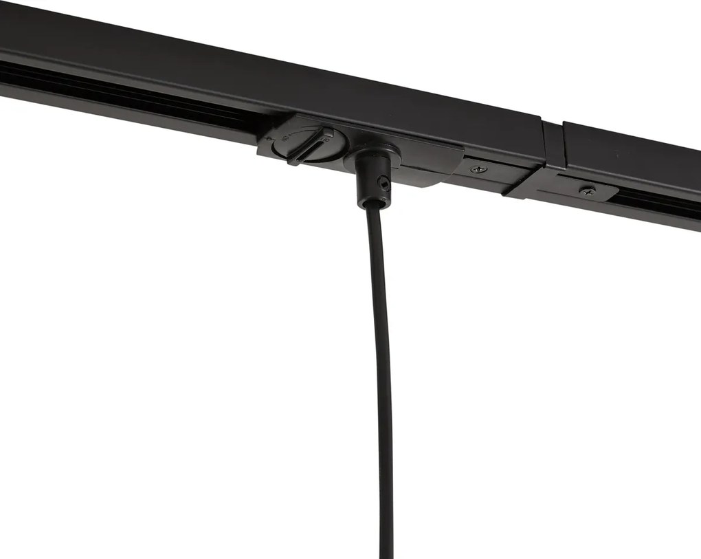 Sistema di illuminazione a binario moderno con 3 lampade a sospensione nere e beige monofase - Iconic Holt
