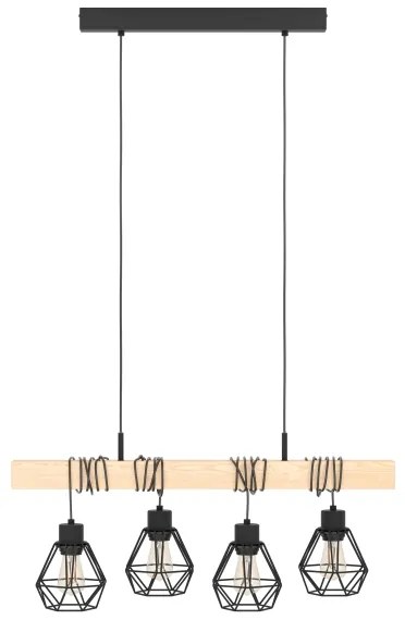 Eglo 44075 - Lampadario sospeso a cavo TOWNSHEND 4xE27/60W/230V