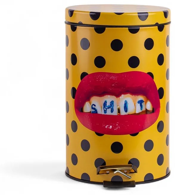 Shit Toiletpaper Home Dustbin Ø 20,5xH27,5 Giallo/Nero/Multicolor - Seletti