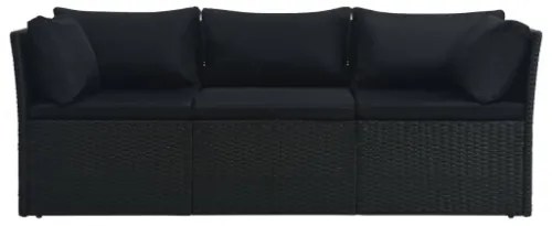 Set Divani da Giardino 4 pz con Cuscini in Polyrattan Nero