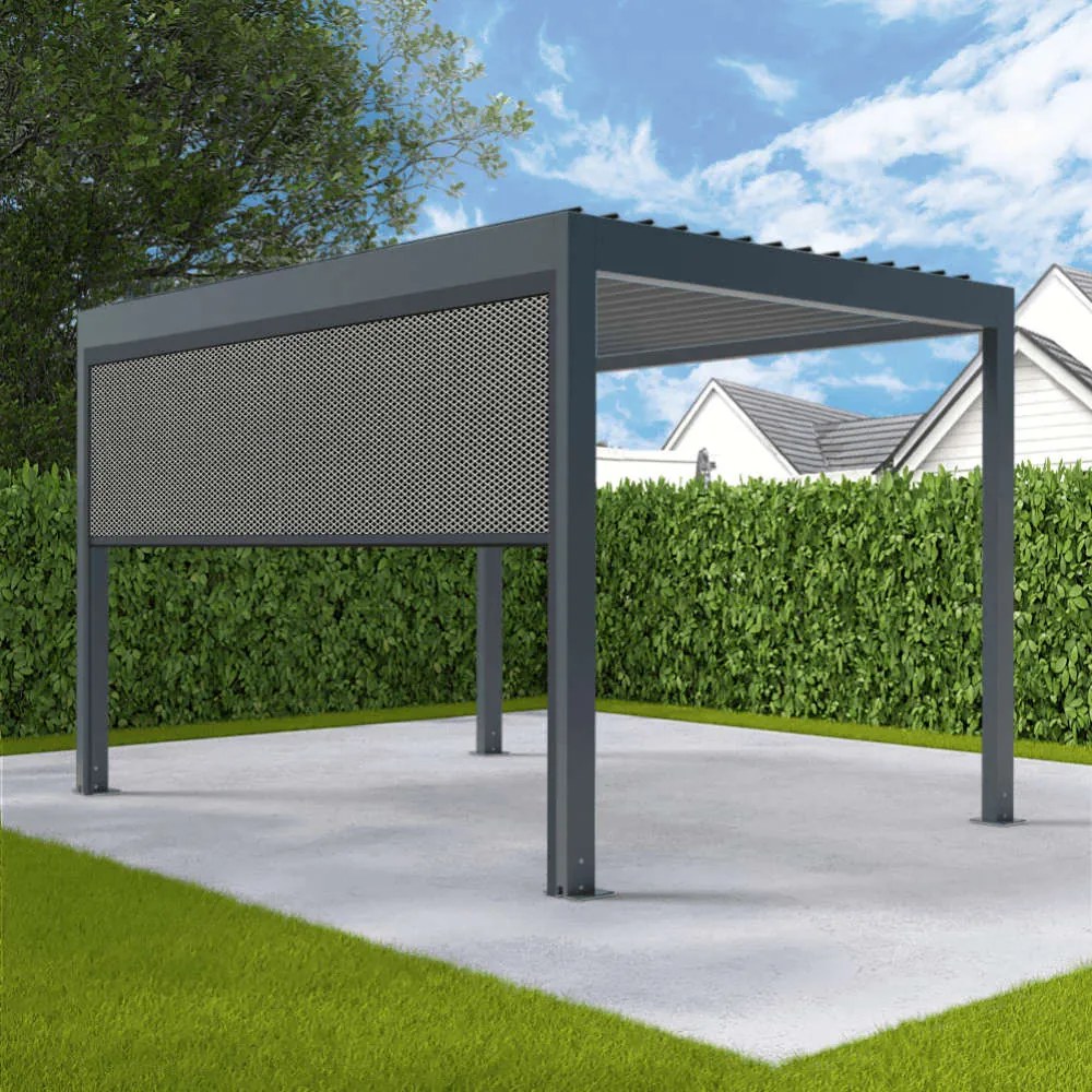 Pergola autoportante con tenda a rullo laterale, grigio antracite RAL 7016, alluminio, 1000x1600 mm, configura individualmente