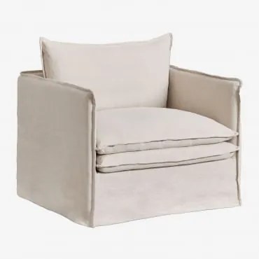 Poltrona Con Braccioli In Lino E Cotone Grace Tessuto Beige - Sklum