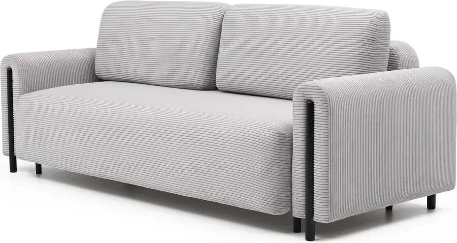 Divano grigio chiaro allungabile/con contenitore e rivestimento in velluto a coste 244 cm Arcadova – ELTAP