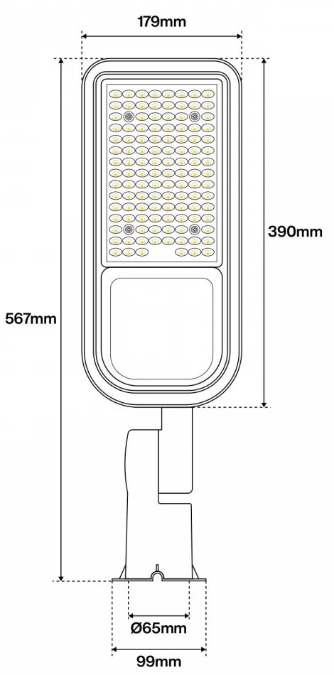 Armatura stradale 100W LED OSRAM chip IP65, asimm. 70x140° - 145lm/W Colore Bianco Freddo 5.700K