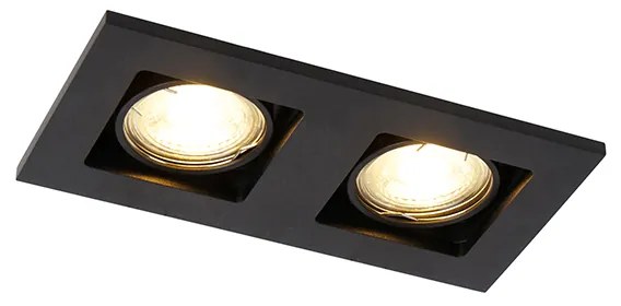 Set di 6 Faretto da incasso nero rettangolare 2 luci - QURE