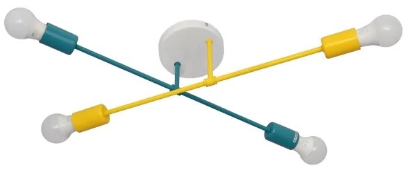Lampadario a plafone CAMBRIDGE 4xE27/20W/230V blu/giallo