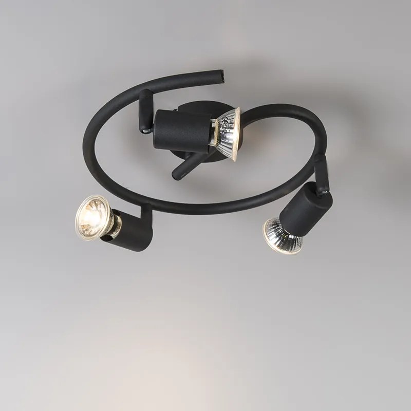 Faretto industriale nero con curva 3 luci - Jeany