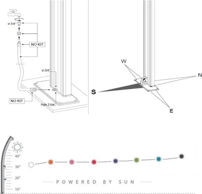 Doccia Solare da Giardino 40L Miscelatore e Lavapiedi Arkema Big Happy Five Dove Grey...