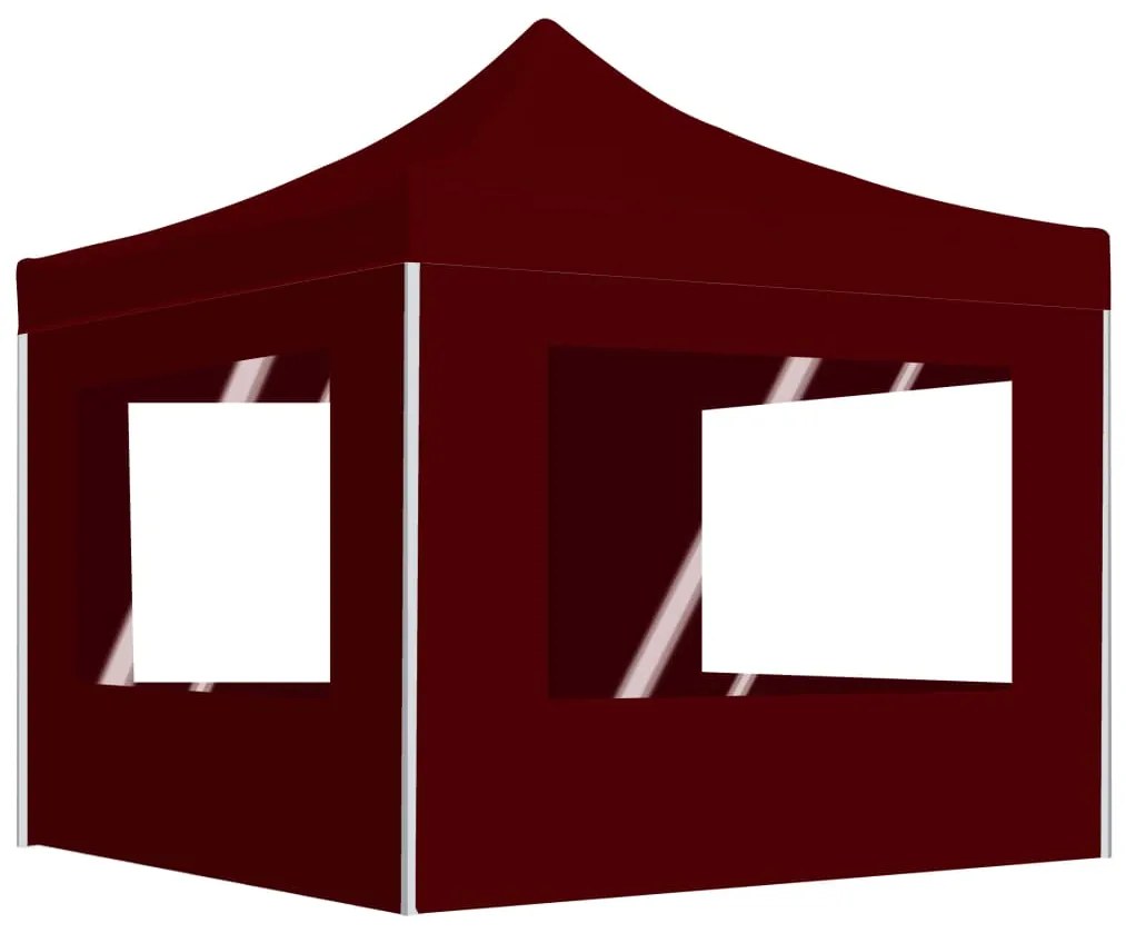 Gazebo Professionale Pieghevole Alluminio Con Pareti 2x2m Bordò /