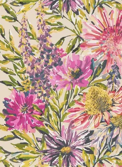 Harlequin Carta da parati Floreale - Tangerine/ Fuchsia
