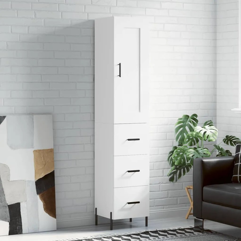 Credenza Bianca 34,5x34x180 Cm İn Legno Multistrato /