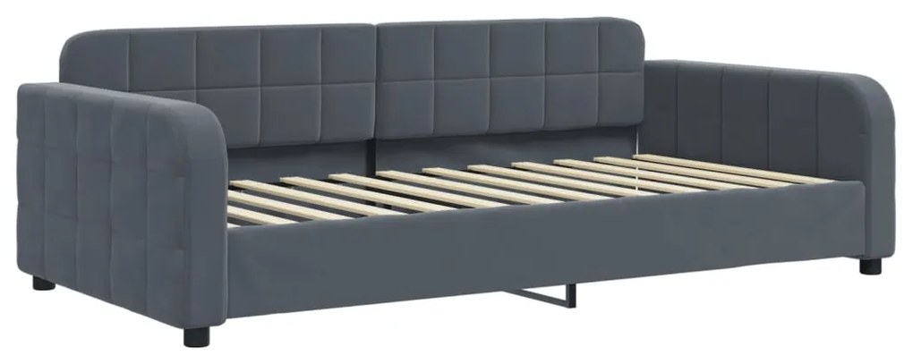 Divano letto estraibile cassetti grigio scuro 90x200cm velluto