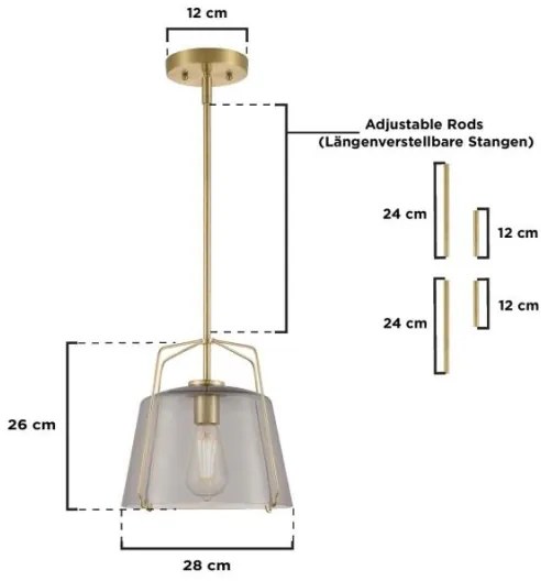 Westinghouse 61251 - Lampadario a sospensione con supporto rigido HALLEIN 1xE27/60W/230V