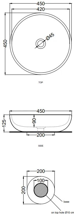 Cielo Shui Lavabo 45 cm tondo da appoggio senza troppo pieno carrara statuario