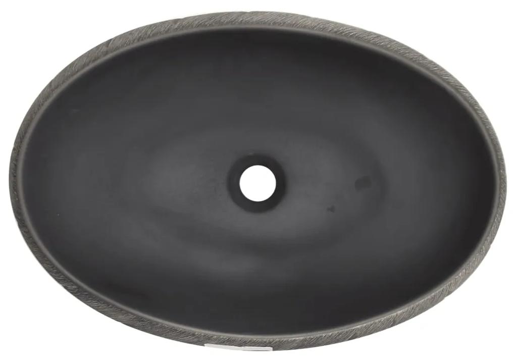 Lavabo da Appoggio Nero e Grigio Ovale 59x40x15 cm Ceramica