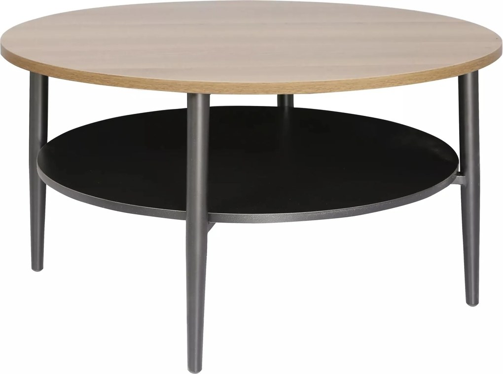 Tavolino rotondo Ella A rovere / nero opaco – Ø80 cm