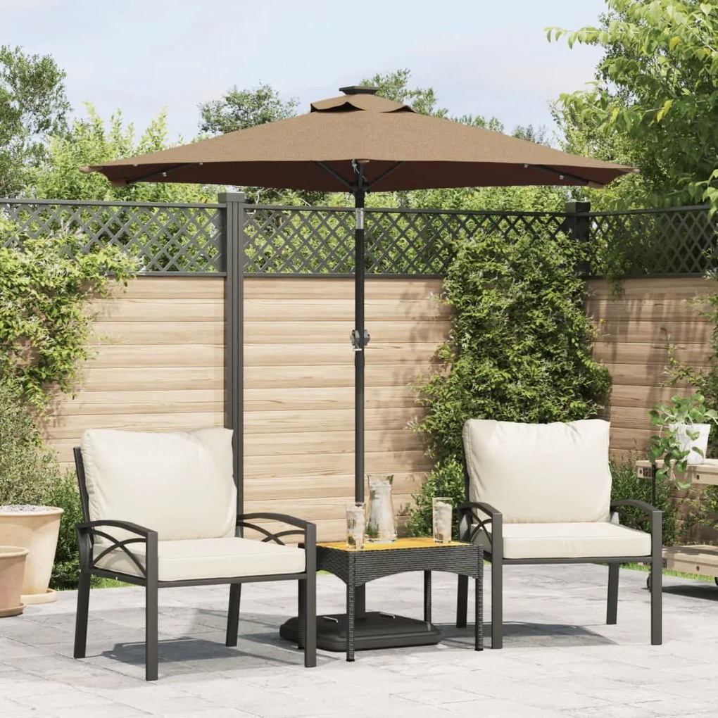 Ombrellone Giardino Con Led Palo Acciaio Tortora 225x225x212 Cm /