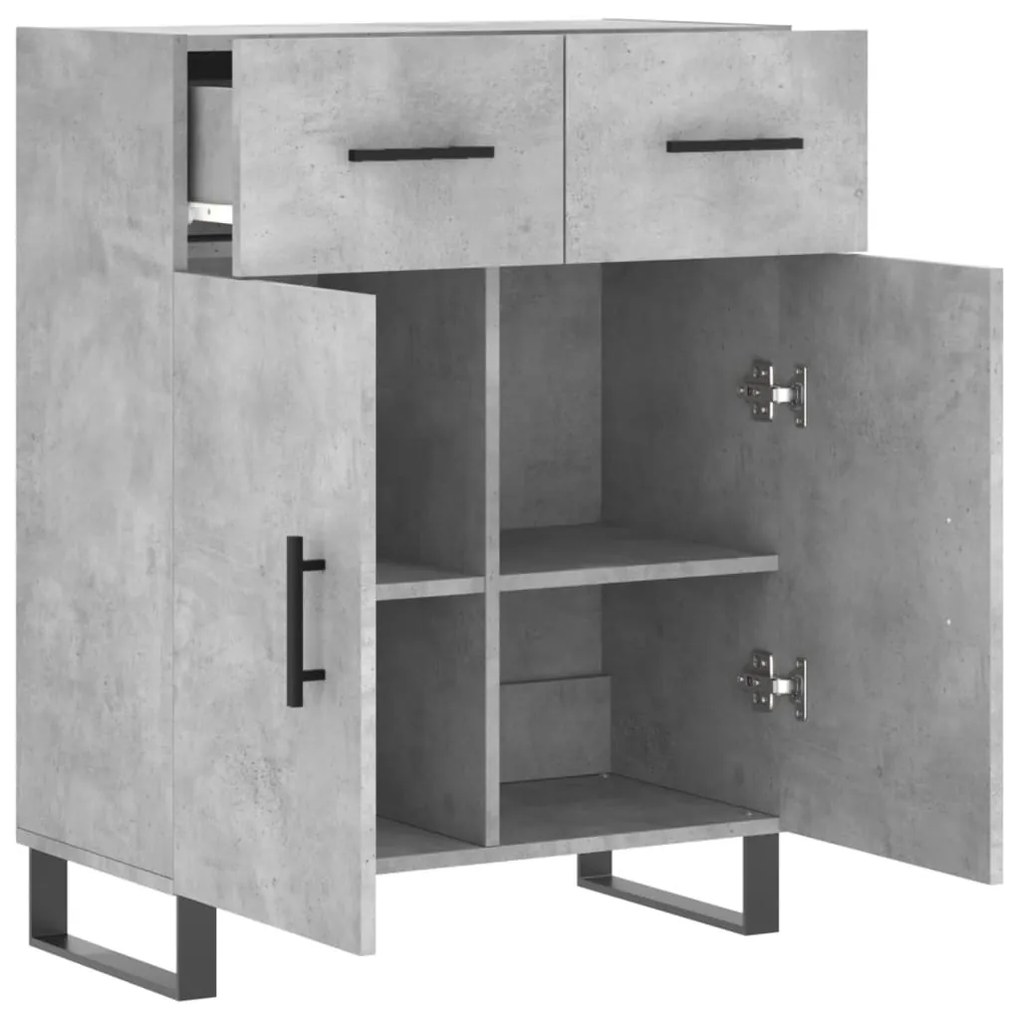 Credenza grigio cemento 69,5x34x90 cm in legno multistrato