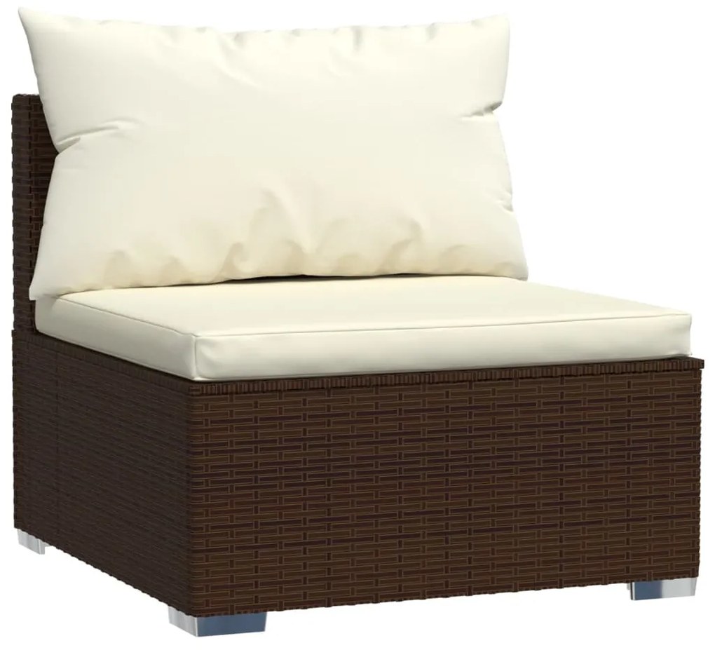 Set Divani da Giardino 10 pz con Cuscini in Polyrattan Marrone