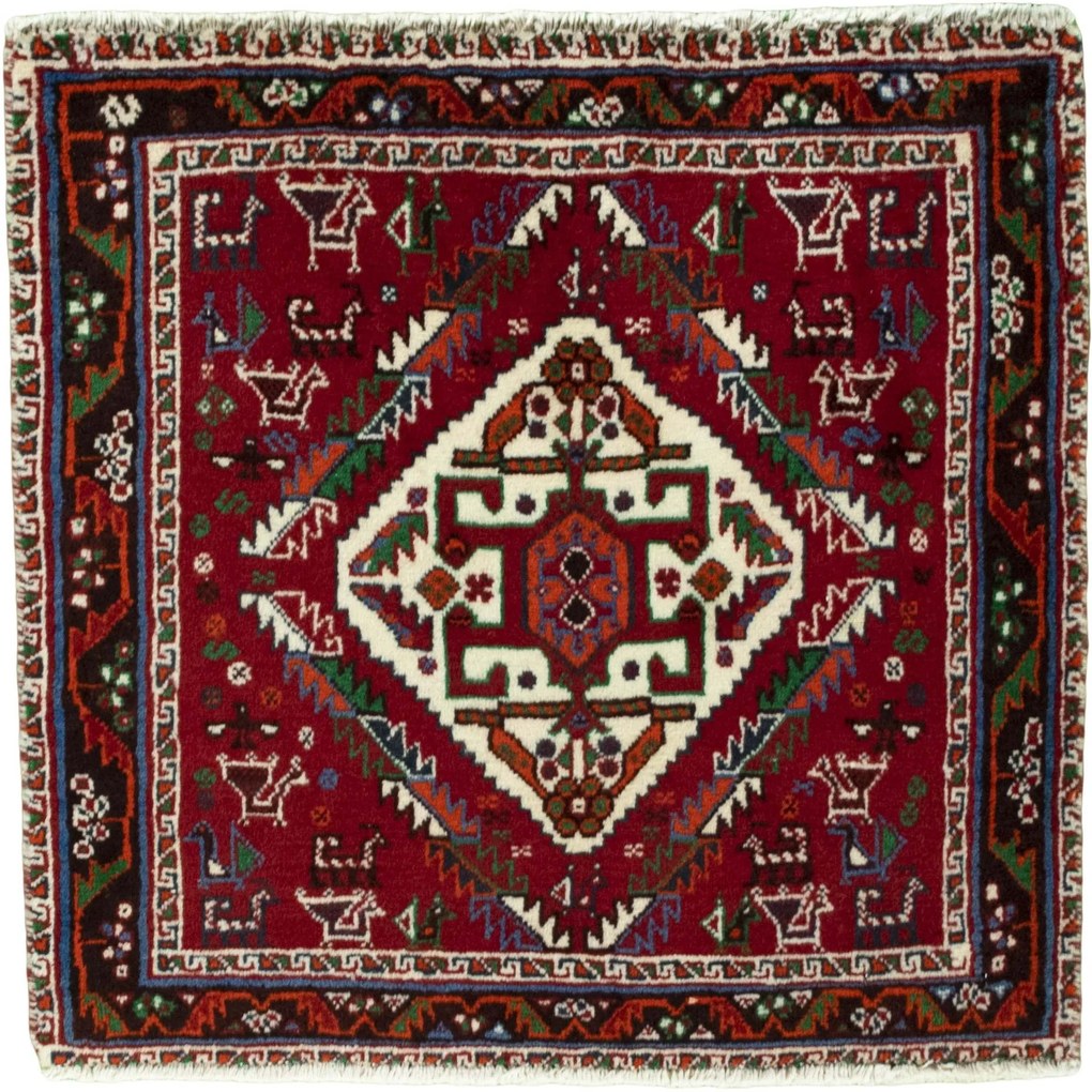 Shiraz Tappeto persiano 60x60 Rosso (Iran) Annodato A Mano