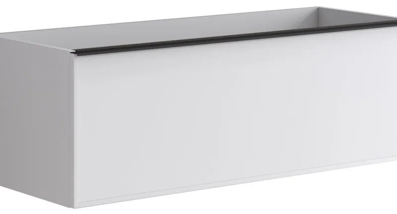 Mobile da bagno sotto lavabo Pixel frame frontale bianco e maniglia in alluminio nero laccato opaco L 120 x H 40 x P 45.5 cm 2 cassetti, lavabo non incluso