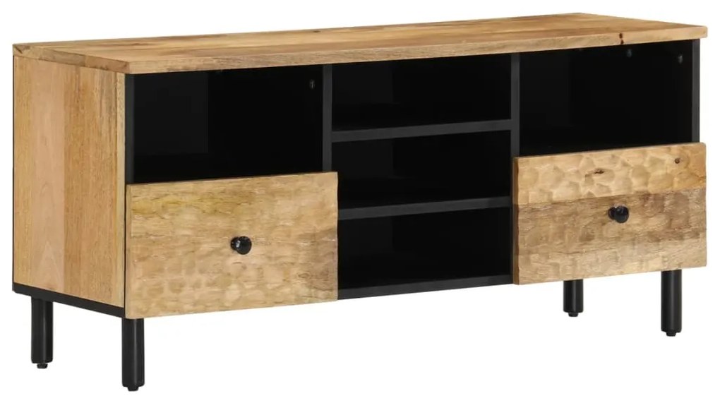Mobile Porta Tv 100x33x46 Cm İn Legno Massello Di Mango /