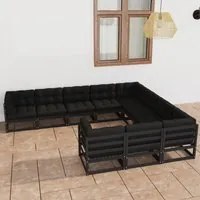 Set Divani da Giardino 10 pz con Cuscini Massello di Pino Nero cod mxl 38086