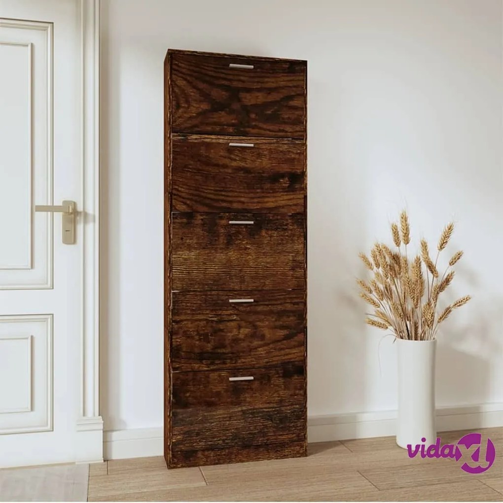 vidaXL Scarpiera Rovere Fumo 59x17x169 cm in Legno Multistrato