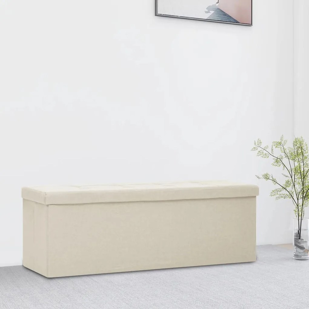 Cassapanca Pieghevole Bianco Crema İn Simil Lino /
