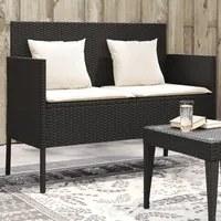 Panca da Giardino con Cuscini Nera in Polyrattancod mxl 88889