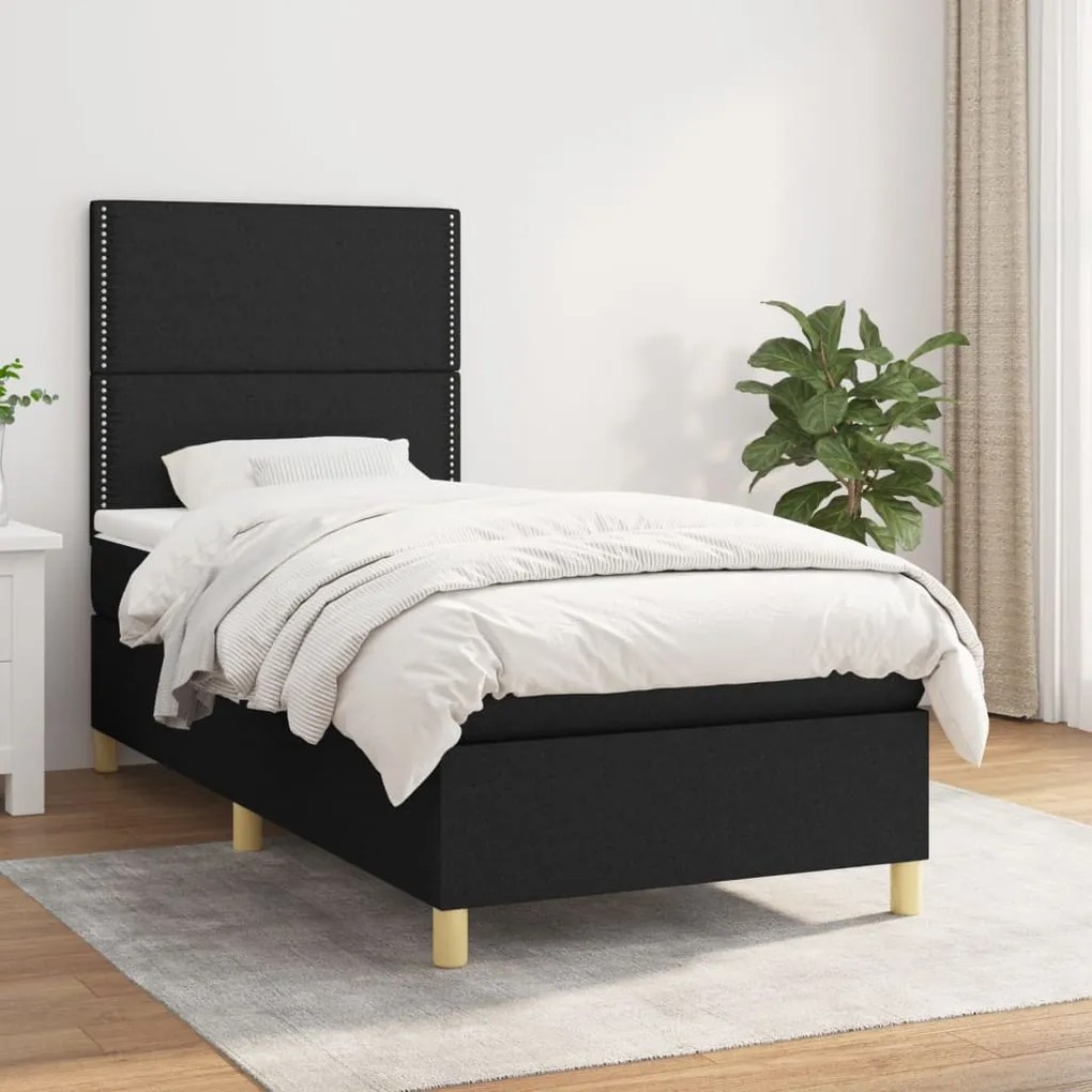 Giroletto A Molle Con Materasso Nero 90x190 Cm İn Tessuto /