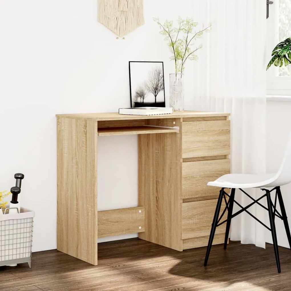 Scrivania Rovere Sonoma 90x45x76 Cm İn Legno Multistrato /