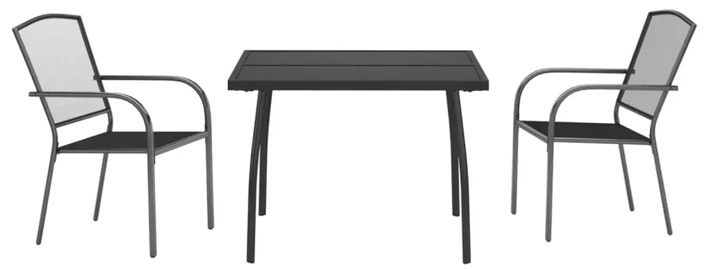 Set da pranzo da giardino 3 pz in acciaio antracite