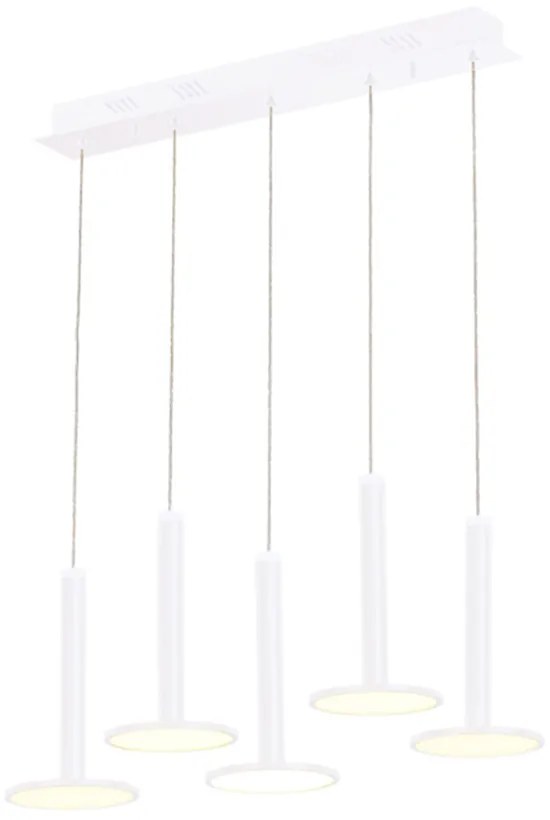 Lampadario Sospensione Mod Tua Metallo Lgp Bianco 5 Led 45W Doppia Emissione