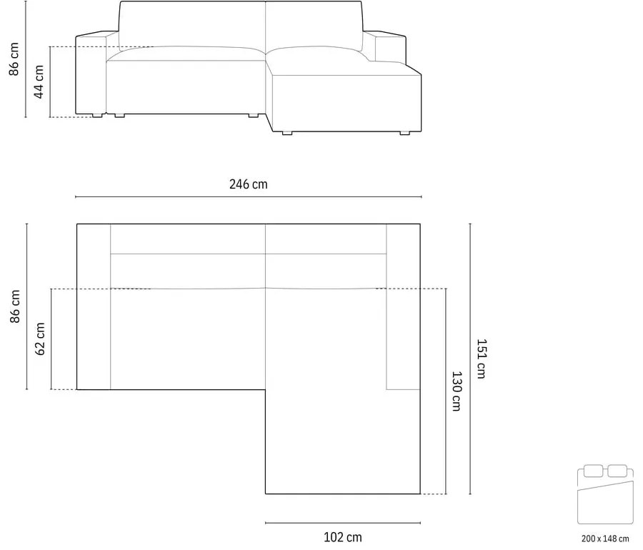 Divano letto angolare beige (angolo sinistro) Jodie - Micadoni Home