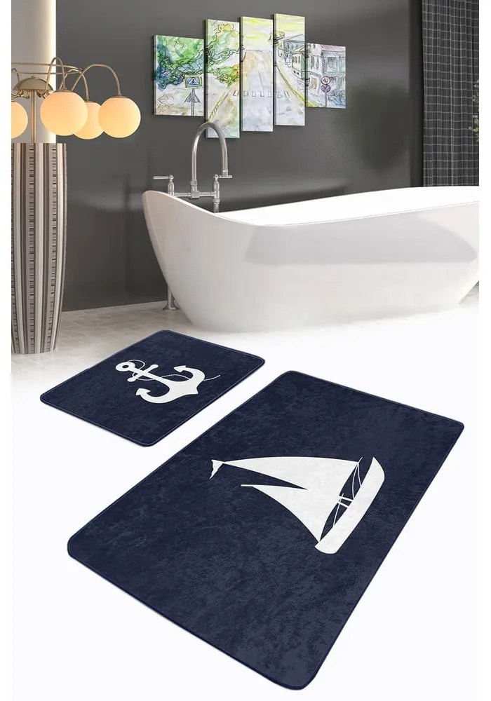 Modré koupelnové předložky v sadě 2 ks 100x60 cm – Mila Home