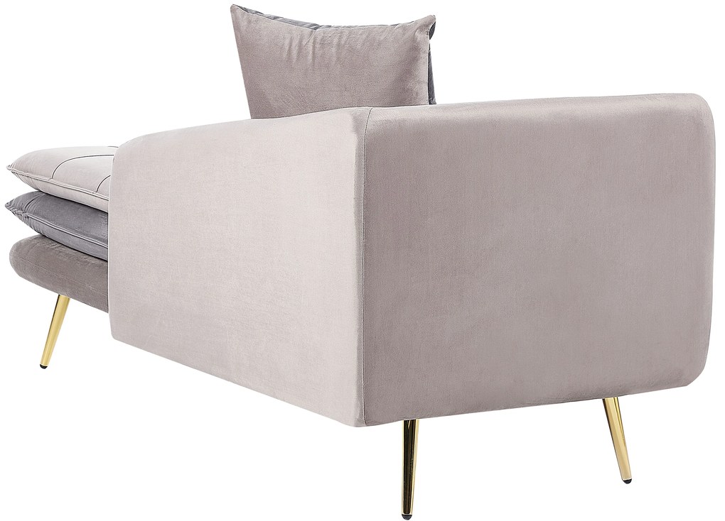Chaise longue sinistra velluto beige e grigio GONESSE Beliani