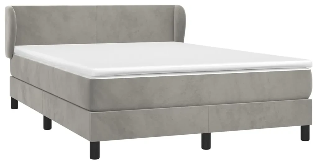 Giroletto a molle con materasso grigio chiaro 140x200cm velluto