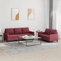 Set di Divani 2 pz con Cuscini Rosso Vino in Tessutocod mxl 131032