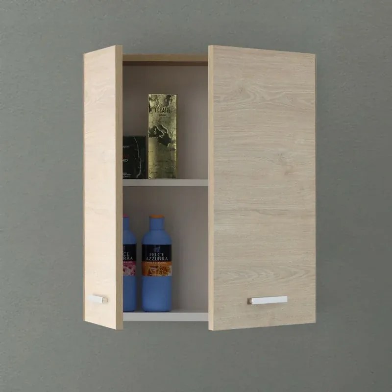 Pensile bagno sospeso 60 cm rovere dolomite con ante e ripiano interno Desya