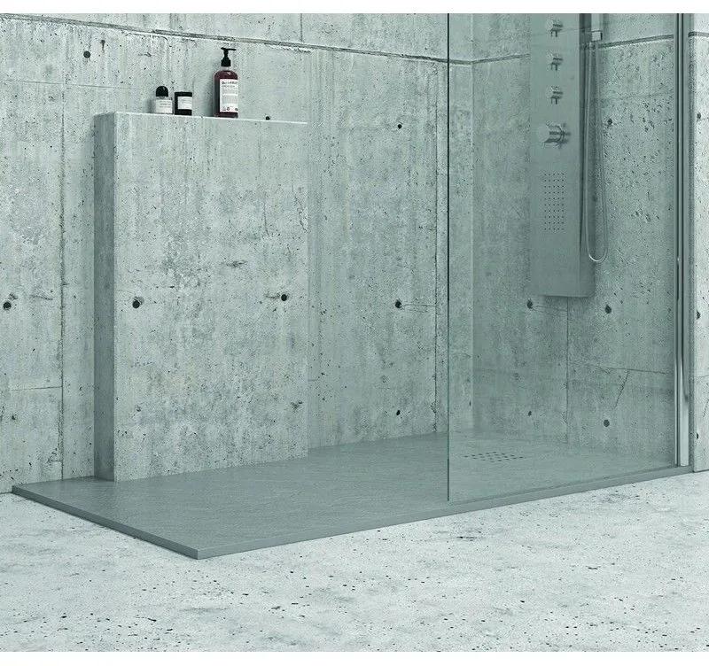 Kamalu - piatto doccia 120x70 cm effetto pietra grigio cemento